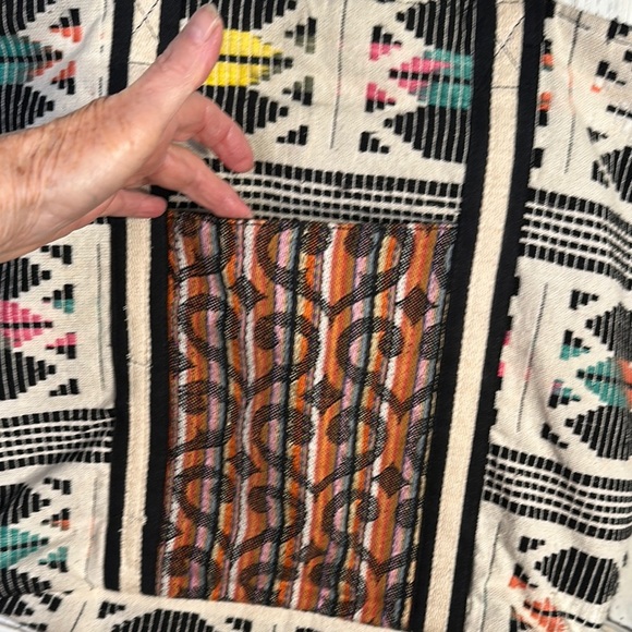 Patterned Tote Bag with Black and Yellow Accents Made In India - Picture 5 of 7